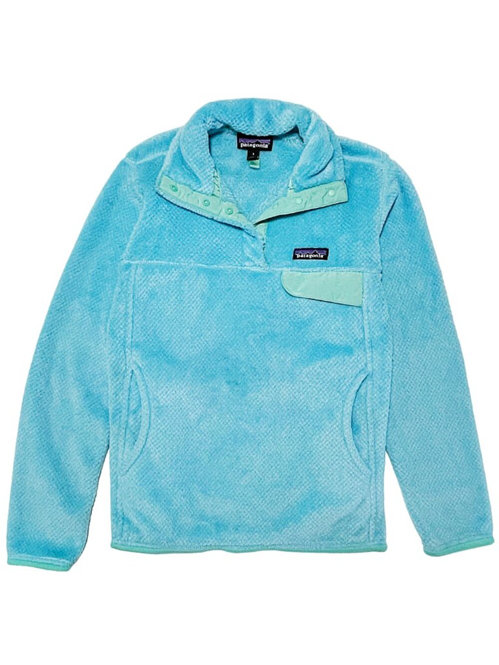 Patagonia Re-Tool Half Snap Fleece Pullover Blue Green Trim Women’s S